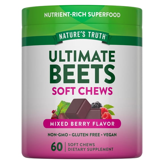 Beet Root | 60 Chews | Mixed Berry Flavor | Vegan, Non-GMO, Gluten Free | by Nature's Truth