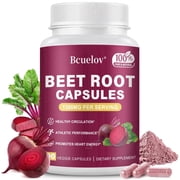 Bcuelov Beet Root Capsules 1300mg Blood Pressure Energy Endurance Support Vegan Gluten-Free 90 Count