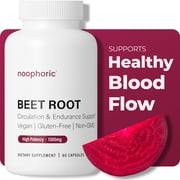Noophoric Beet Root Capsules with 1300mg Organic Beetroot Powder for Blood Pressure, Heart Health, Circulation & Nitric Oxide Support, Stamina & Endurance, 60 Capsules