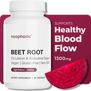 Noophoric Beet Root Capsules with 1300mg Organic Beetroot Powder for Blood Pressure, Heart Health, Circulation & Nitric Oxide Support, Stamina & Endurance, 60 Capsules
