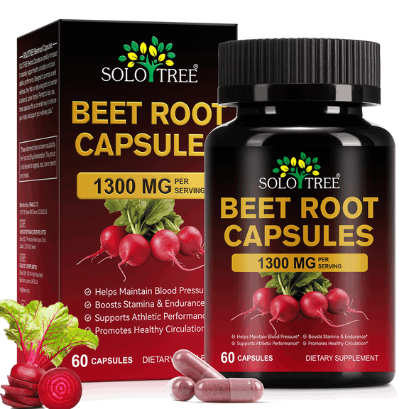 Beet Root Capsules, 1300mg Beet Root Powder Aids Healthy Circulation & Vitality, 60 Capsules