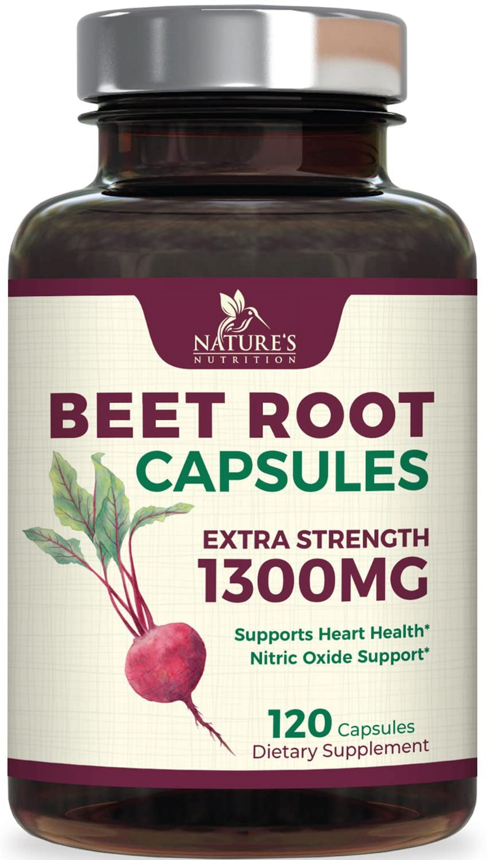 Beet Root Capsules 1300mg Extra Strength, Natural Beetroot Powder