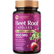Beet Root Capsules - Organic Beetroot Powder 1950mg Per Serving - Vegan Caps - Premium Beet Root Supplement - Supports Nitric Oxide, Heart Health, Natural Energy - Bottled in the USA - 120 Capsules