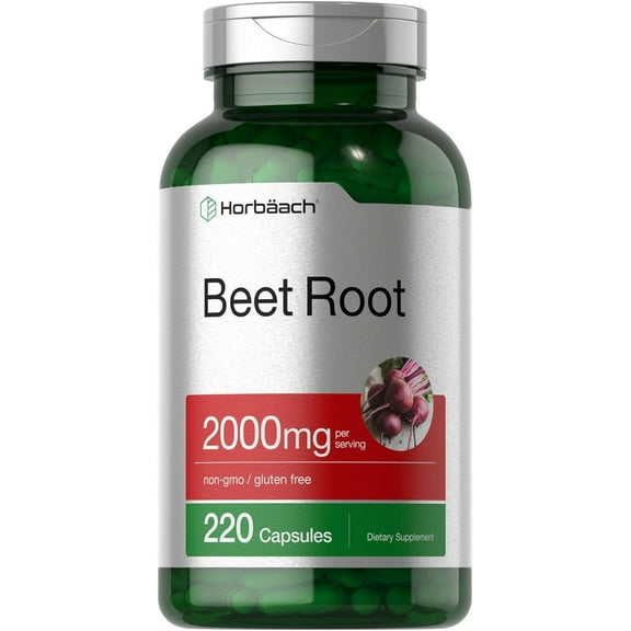 Beet Root Capsules 2000mg | 220 Pills | Non-GMO and Gluten Free Supplement for Men and Women | by Horbaach