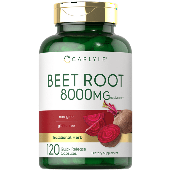 Beet Root Capsules | 8000 mg | 120 Count | Non-GMO and Gluten Free Supplement | by Carlyle