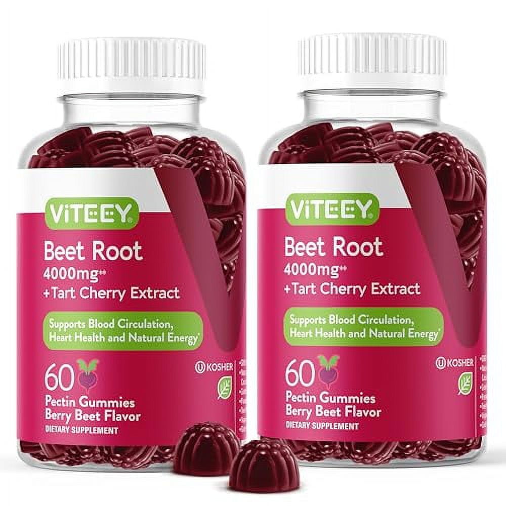 Beet Root Gummies 4000mg Plus Tart Cherry Nitric Oxide Circulation