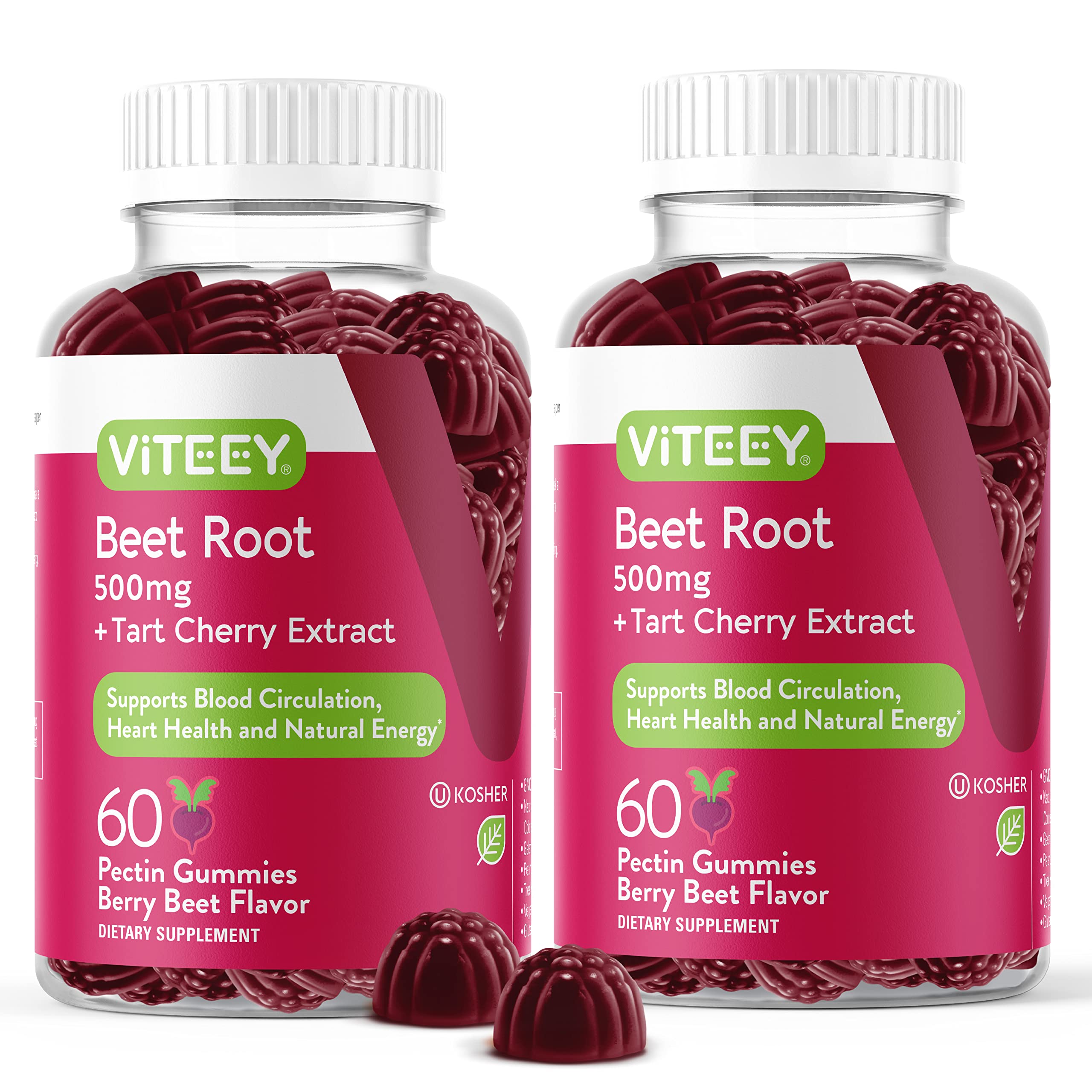 Beet Root Gummies 500mg Plus Tart Cherry Nitric Oxide Circulation