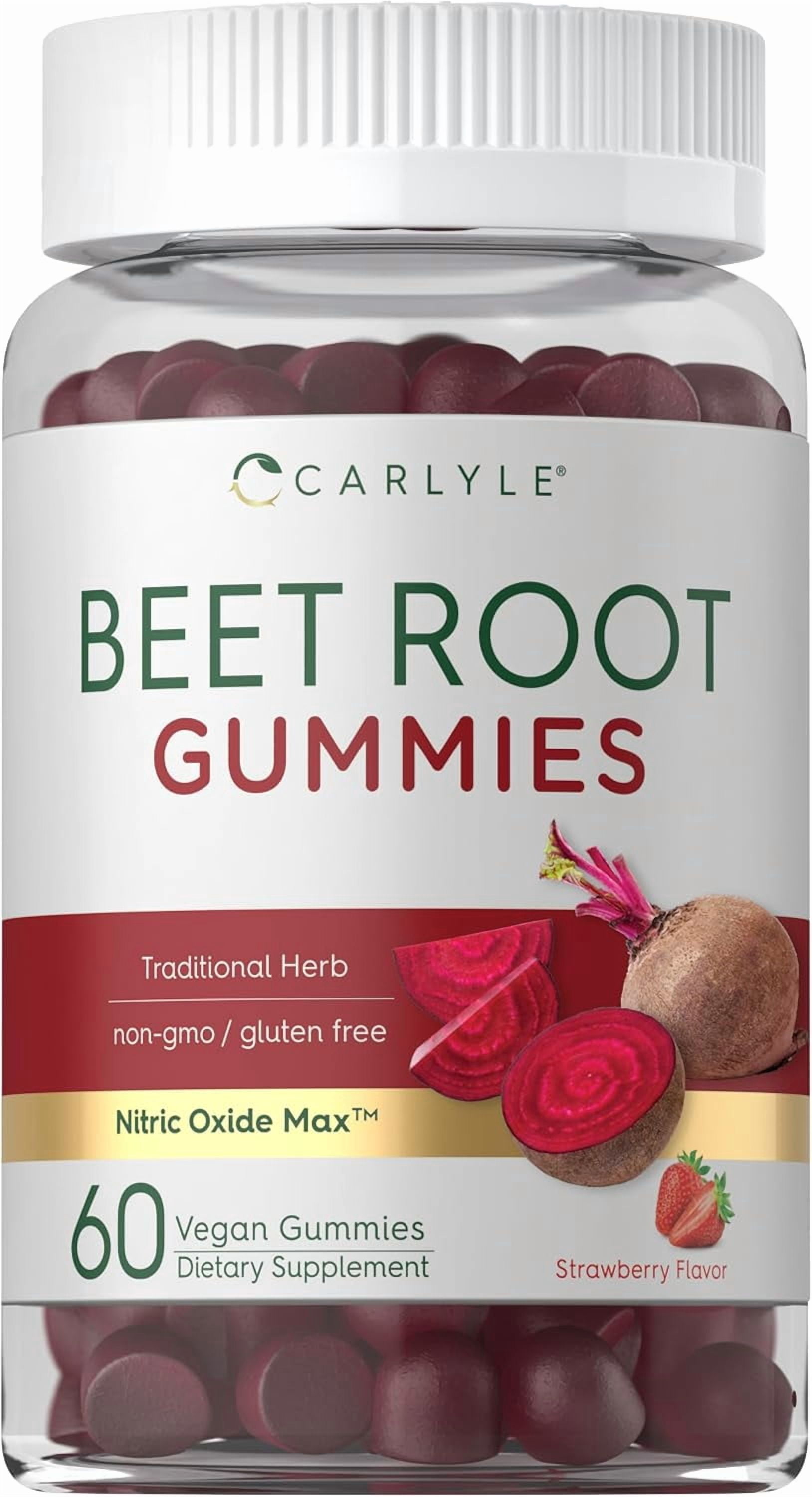 Carlyle, Beet Root Gummies, 60 ct, Vegan Strawberry Flavored - Walmart.com