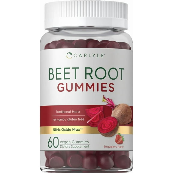 Beet Root Gummies | 60 Count | Vegan Strawberry Flavored for Men and Women | by Carlyle