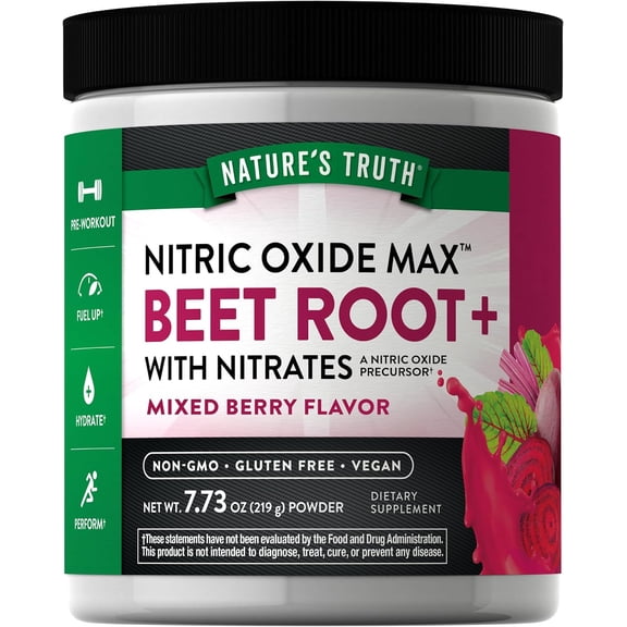Beet Root Powder | 7.73 oz | Nitric Oxide | Vegan, Non-GMO & Gluten Free Pre-workout | Mixed Berry Flavor | by Nature's Truth