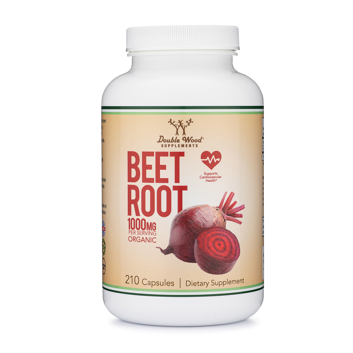 Beet Root Powder Capsules (210 Count, 1,000mg Per Serving) - Super Food from Beets for Cardiovascular Health and Blood Pressure Support by Double Wood Supplements