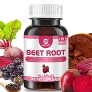 Ganoherb Beet Root 4-in-1 Complex Vegan Dietary Supplement Capsules, 90 Count