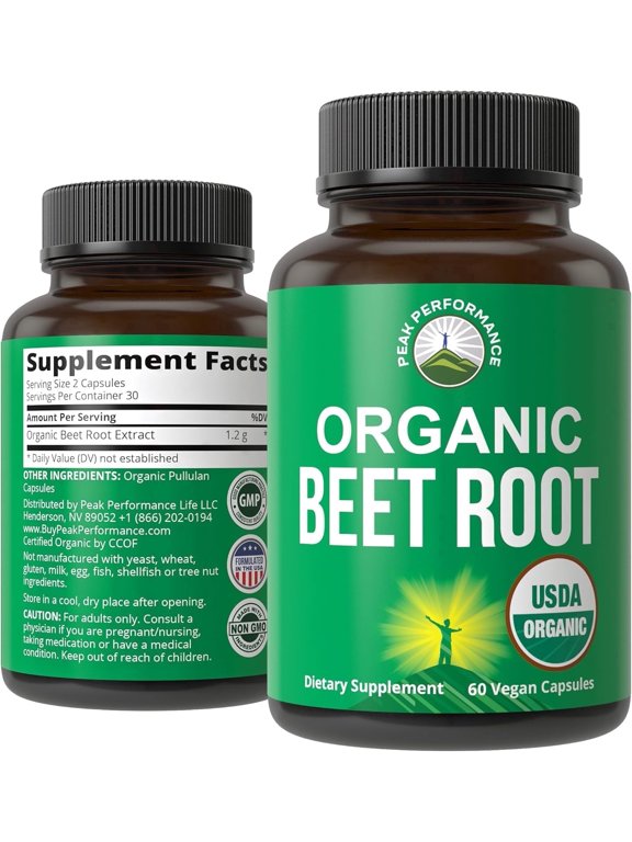 USDA Organic Beet Root Vegan Capsules. Beets Juice Powder Super Food Pills 1200 mg. Nitric Oxide Energy Boosting Beetroot Extract Capsules. Polyphenol Support Supplement for Women and Men