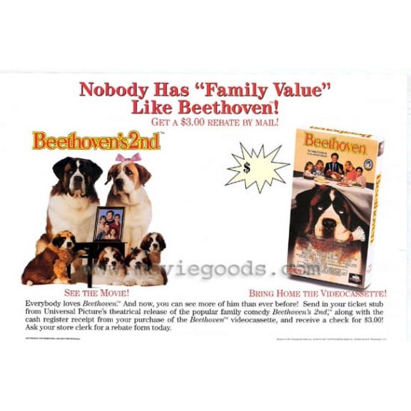 Beethoven/Beethovens 2nd Movie Poster Print (27 x 40)