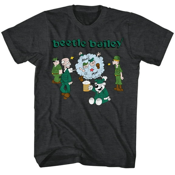 Beetle Bailey Beetle Brawl Black Adult T-Shirt