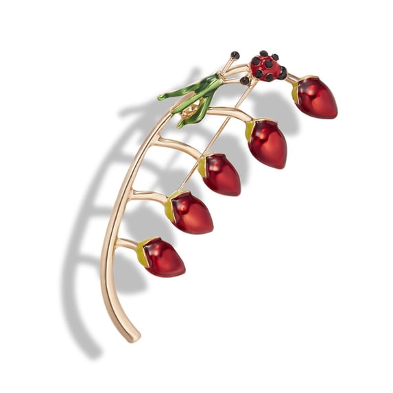 Beetle Bud Brooches Ladybug Ladybug on Branch White Pink Flower Leaves Pins Enamel Plant Brooch Jewelry for Women
