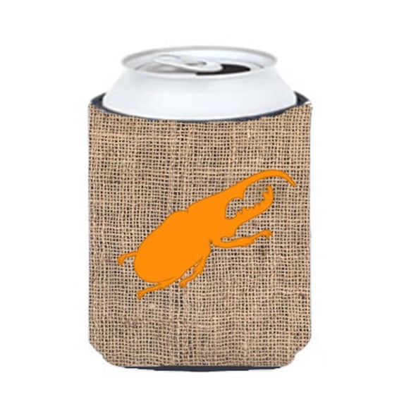 Beetle Burlap And Orange Can Or Bottle Hugger