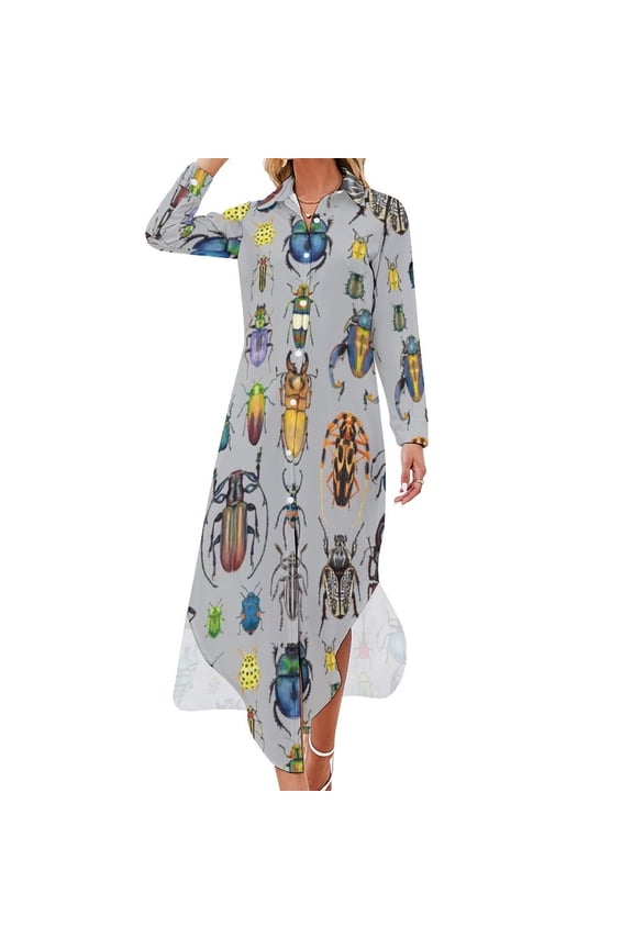Beetle Collection Long Sleeved Shirt Dress evening dresses luxury Clothing sensual sexy dress for women bandage dress