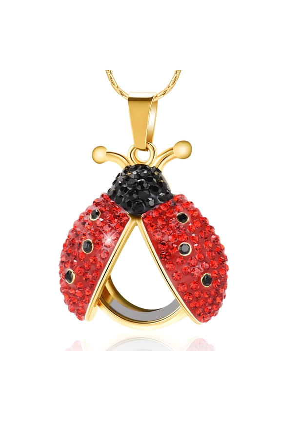 Beetle Ladybug Cremation Jewelry for Ashes Urn Necklace Lockets for Human Ashes Pet Ashes Holder -Gold