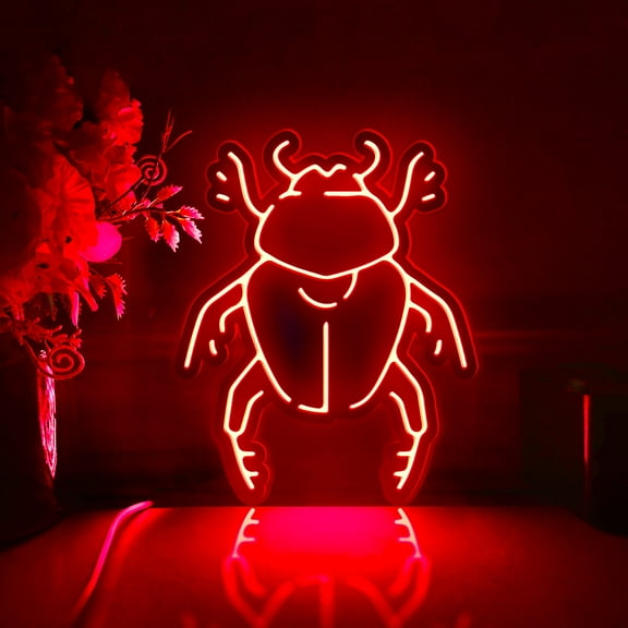 Beetle Led Light Box, Dimmable Neon-Like Light Signs USB Power for Wall Decor Bedroom Decoration, RGB Light (WxH) 6"x8"