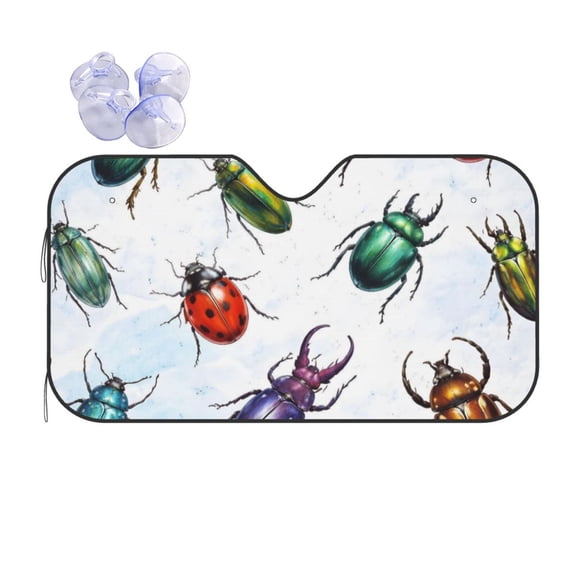 Beetle Pattern Vintage Insect Car Windshield Sun Shade Universal Fit Auto Sun Visor Protector
