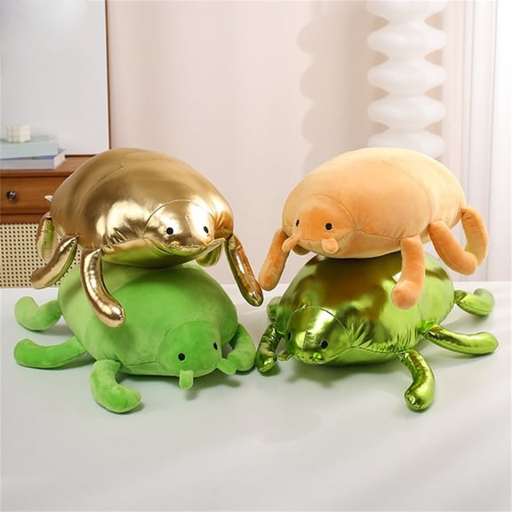 Beetle Plush Stuffed Animal Toy 12 Inch Metallic Shiny Bug Soft Pillow Cute Cartoon Insect Plushie for Collectors and Unique Home Decor - D