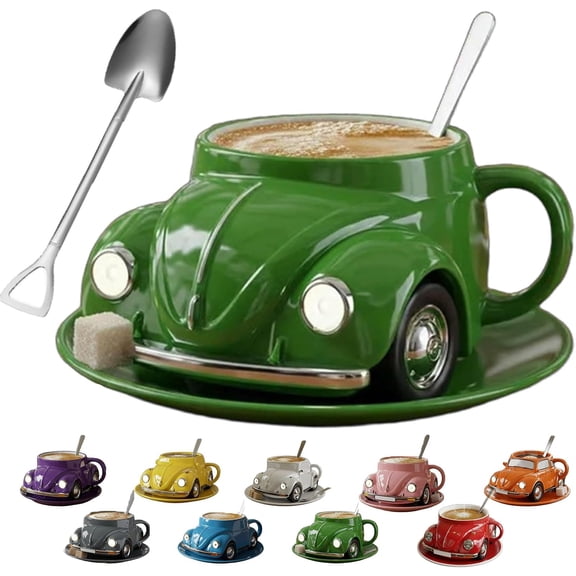 Beetle Shaped Coffee Mug,Unique Car Shaped Coffee Tea Mug,Handmade Ceramic Beetle Car Shaped Coffee Cup,Reusable Car Shaped Coffee Mug for Car Fans,Novelty Tea Cup Home Office Decor