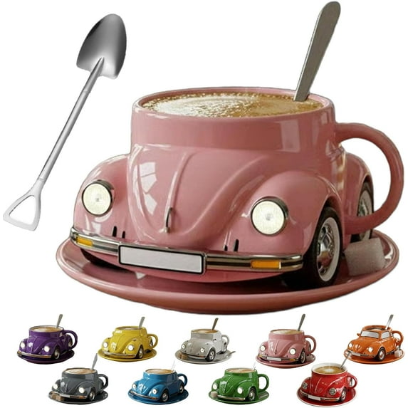 Beetle Shaped Coffee Mug,Unique Car Shaped Coffee Tea Mug,Handmade Ceramic Beetle Car Shaped Coffee Cup,Reusable Car Shaped Coffee Mug for Car Fans,Novelty Tea Cup Home Office Decor