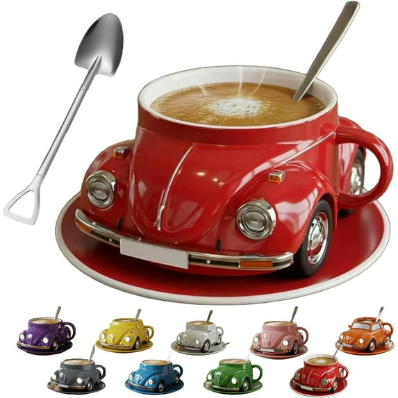 Beetle Shaped Coffee Mug,Unique Car Shaped Coffee Tea Mug,Handmade Ceramic Beetle Car Shaped Coffee Cup,Reusable Car Shaped Coffee Mug for Car Fans,Novelty Tea Cup Home Office Decor