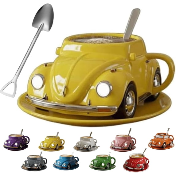 Beetle Shaped Coffee Mug,Unique Car Shaped Coffee Tea Mug,Handmade Ceramic Beetle Car Shaped Coffee Cup,Reusable Car Shaped Coffee Mug for Car Fans,Novelty Tea Cup Home Office Decor