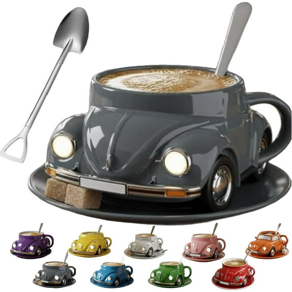Beetle Shaped Coffee Mug,Unique Car Shaped Coffee Tea Mug,Handmade Ceramic Beetle Car Shaped Coffee Cup,Reusable Car Shaped Coffee Mug for Car Fans,Novelty Tea Cup Home Office Decor