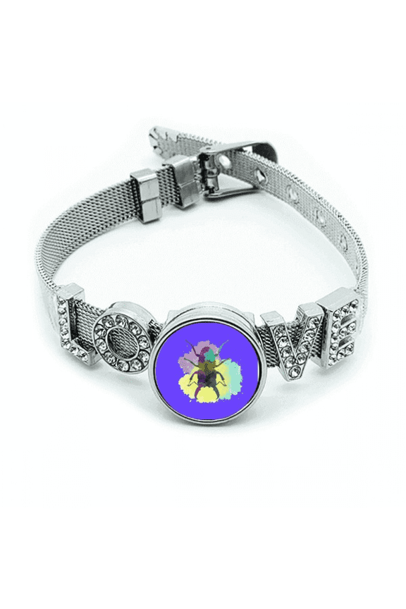 Beetle Uang Horn Outline Junebug Bracelet Wristband Crystal Love Adjustable Bangle