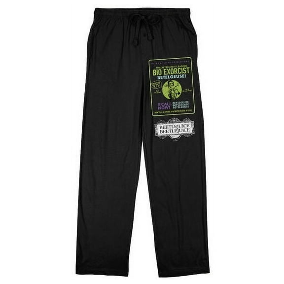 Beetlejuice 2 Bio Excorcist Ad Men's Black Sleep Pajama Pants-Small