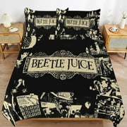 Beetlejuice 3 Piece Bedding Sets for Boys Girls Teens, Cartoon Soft Kids Duvet Cover with 2 Pillowcases, All Season Comforter Covers Bedroom Decor Gift, 86"x70"