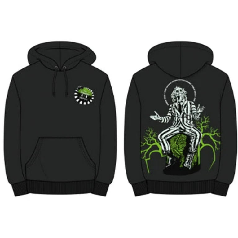 Beetlejuice Adult Unisex Black Front Back World Tour Hoodie Beetlejuice Adult Unisex Black Front Back World Tour Hoodie