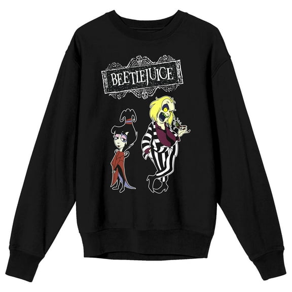 Beetlejuice Animated Lydia Crew Neck Long Sleeve Women's Black Sweatshirt-Medium