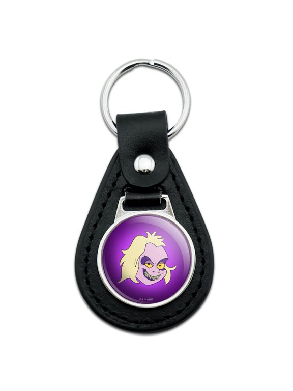 Beetlejuice Animated Series Evil Grin Black Leather Keychain