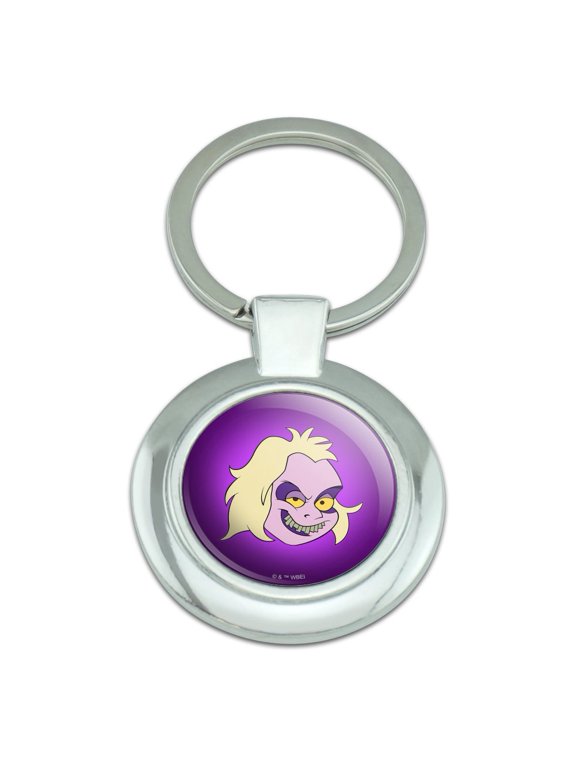 Beetlejuice Animated Series Evil Grin Keychain Classy Round Chrome Plated Metal