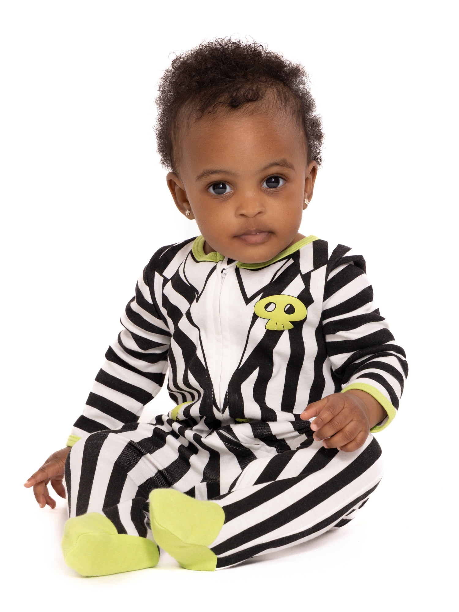 Halloween Beetlejuice Baby Boys or Girls Footed Sleep N Play Pajamas and Bib Set, 2-Piece, Sizes 0M-9M