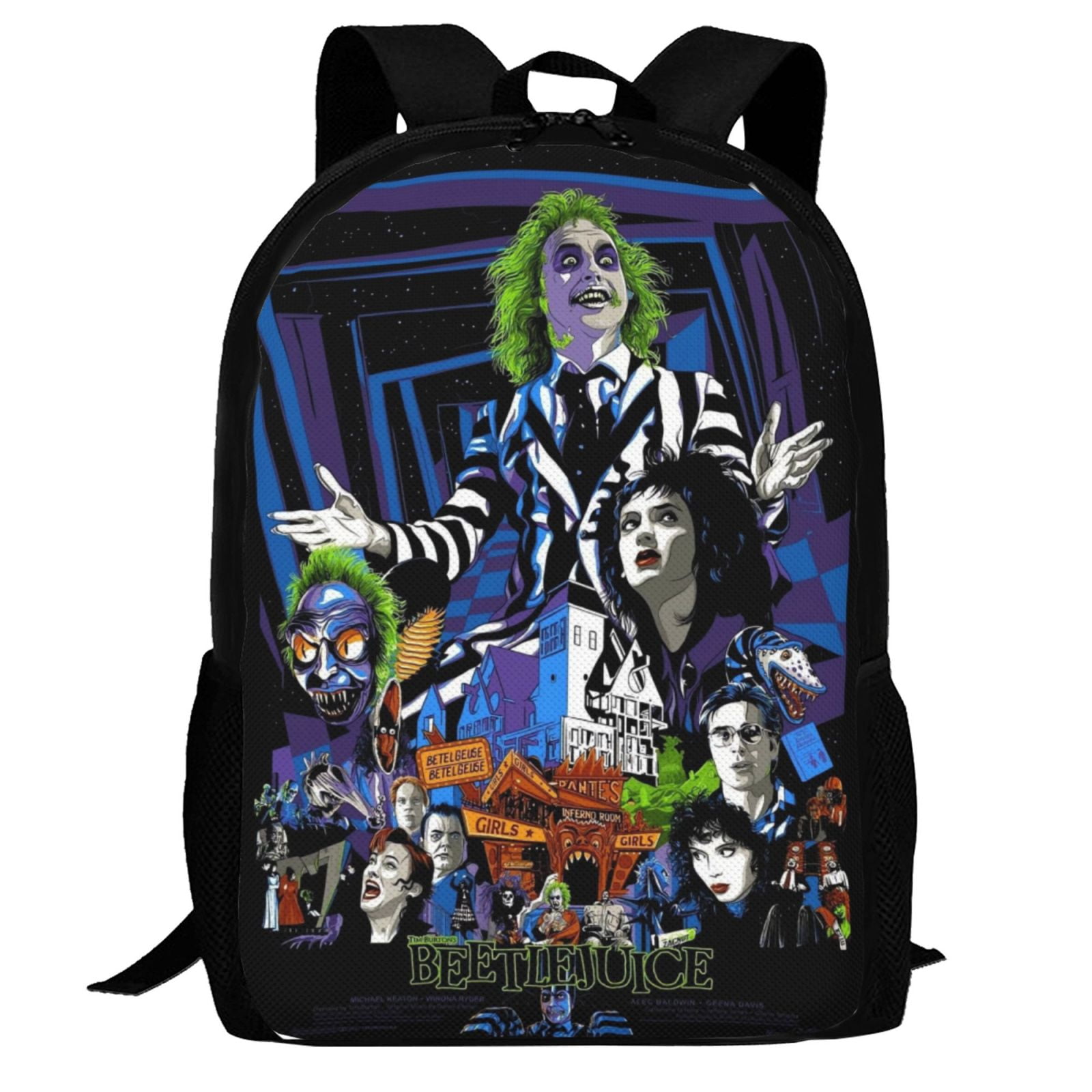 Beetlejuice Themed Casual Backpack - 19.5 X 25.0 X 11.0 Cm, Multicolored Design For Fans