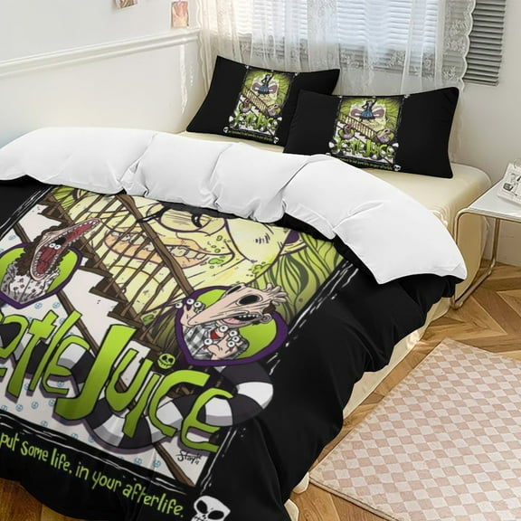 Beetlejuice Bedding Sets Comfort 3 Pieces Bedding Set 1 Duvet Cover + 2 Pillowcase Decorative Bedding 86"x70"