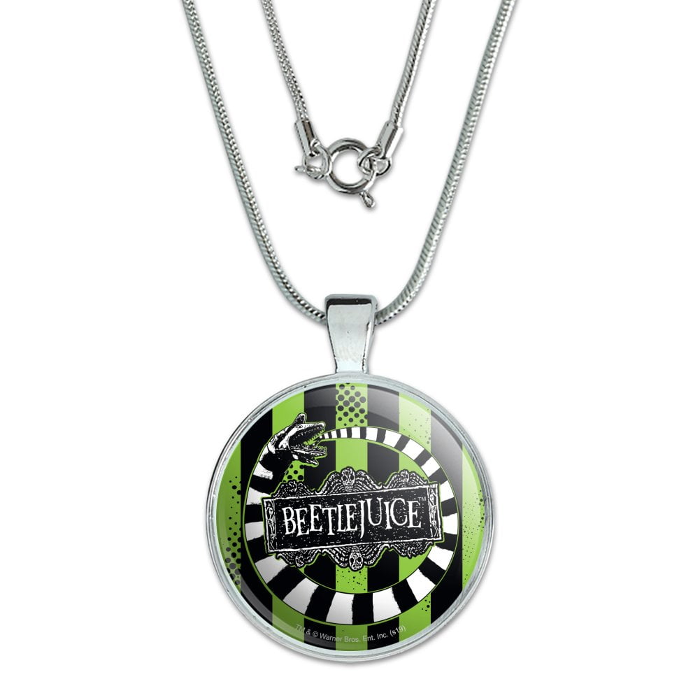 GRAPHICS AND MORE Beetlejuice Beetle Worm 1" Pendant with Sterling Silver Plated Chain