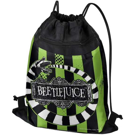 Beetlejuice Beetle Worm Drawstring Backpack Sports Bag Sackpack 17" x 13", Perfect for Gym, Yoga or Practice