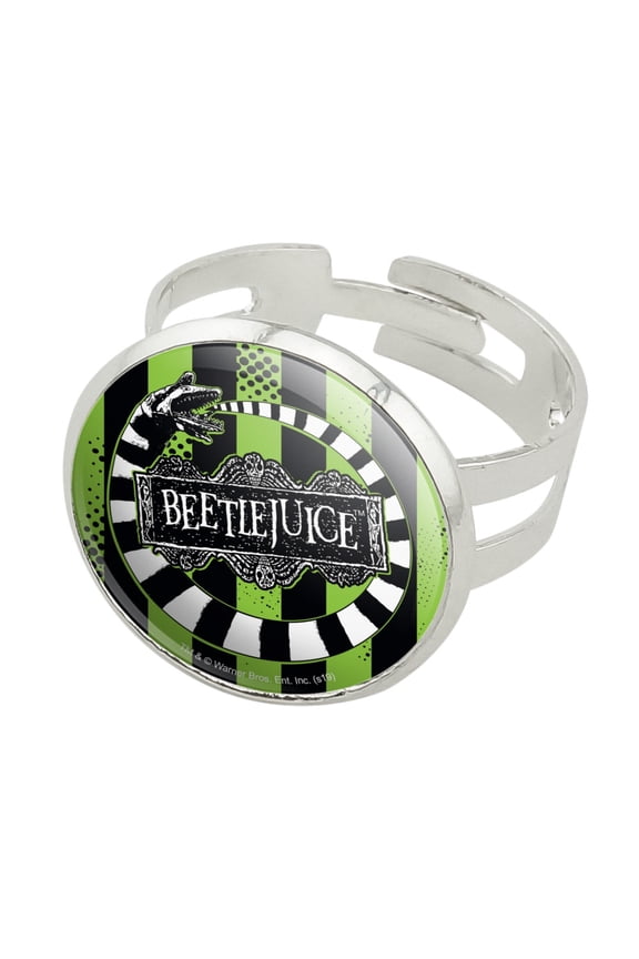 Beetlejuice Beetle Worm Silver Plated Adjustable Novelty Ring