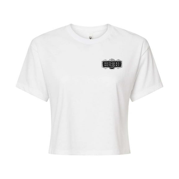 Beetlejuice BeetleJuice - The Afterlife Newspaper Ads - Junior's Cropped Graphic T-Shirt