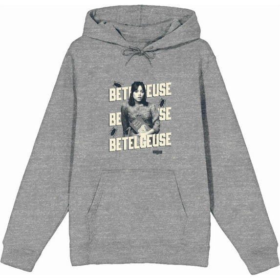 Beetlejuice Beetlejuice Astrid Betelgeuse Heather Gray Adult Long Sleeve Hoodie-Medium