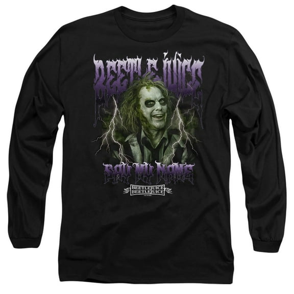 Beetlejuice Beetlejuice Band Unisex Adult Long-Sleeve T Shirt, Black, Medium