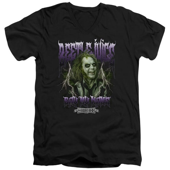 Beetlejuice Beetlejuice Band Unisex Adult V-Neck T Shirt (Medium) Black