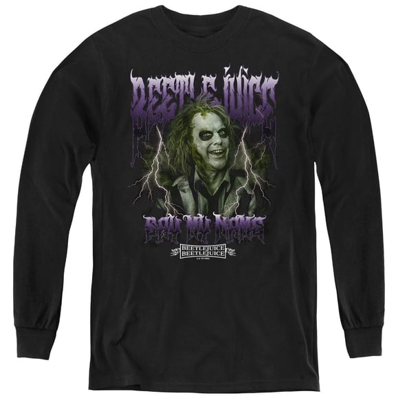 Beetlejuice Beetlejuice Band Youth Long Sleeve T Shirt, Black, X-Large