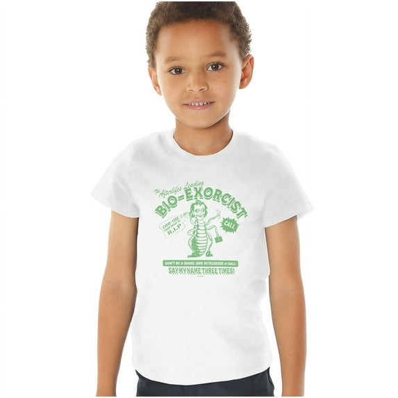 Beetlejuice Beetlejuice Bio Exorcist Kids T Shirt (4) for Toddler Boys and Girls, White